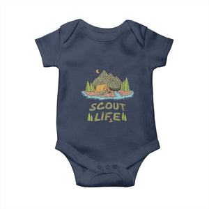Scout Camping Baby Onesie Scout Camping Life Hiking Camping Outdoors Troop Leader TS02 Navy Print Your Wear