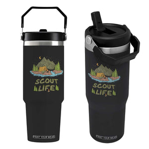 Scout Camping Flip Straw Tumbler Scout Camping Life Hiking Camping Outdoors Troop Leader TS02 One Size: 30 oz Black Print Your Wear