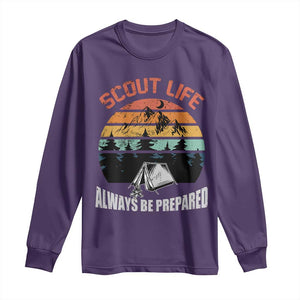 Scout Camping Long Sleeve Shirt Scout Camping Always Be Prepared Hiking Camping Outdoors Troop Leader TS02 Purple Print Your Wear