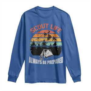 Scout Camping Long Sleeve Shirt Scout Camping Always Be Prepared Hiking Camping Outdoors Troop Leader TS02 Royal Blue Print Your Wear
