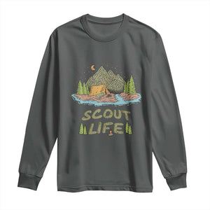 Scout Camping Long Sleeve Shirt Scout Camping Life Hiking Camping Outdoors Troop Leader TS02 Dark Heather Print Your Wear