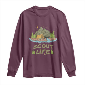 Scout Camping Long Sleeve Shirt Scout Camping Life Hiking Camping Outdoors Troop Leader TS02 Maroon Print Your Wear
