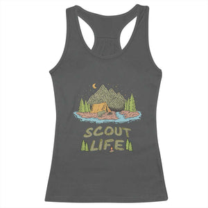 Scout Camping Racerback Tank Top Scout Camping Life Hiking Camping Outdoors Troop Leader TS02 Dark Heather Print Your Wear