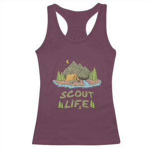 Scout Camping Racerback Tank Top Scout Camping Life Hiking Camping Outdoors Troop Leader TS02 Maroon Print Your Wear