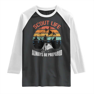 Scout Camping Raglan Shirt Scout Camping Always Be Prepared Hiking Camping Outdoors Troop Leader TS02 Black White Print Your Wear