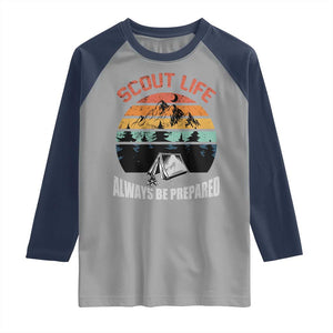 Scout Camping Raglan Shirt Scout Camping Always Be Prepared Hiking Camping Outdoors Troop Leader TS02 Sport Gray Navy Print Your Wear