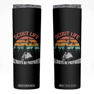 Scout Camping Skinny Tumbler Scout Camping Always Be Prepared Hiking Camping Outdoors Troop Leader TS02 Black Print Your Wear