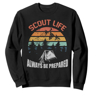 Scout Camping Sweatshirt Scout Camping Always Be Prepared Hiking Camping Outdoors Troop Leader TS02 Black Print Your Wear