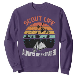 Scout Camping Sweatshirt Scout Camping Always Be Prepared Hiking Camping Outdoors Troop Leader TS02 Purple Print Your Wear