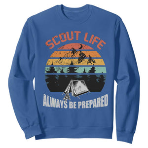 Scout Camping Sweatshirt Scout Camping Always Be Prepared Hiking Camping Outdoors Troop Leader TS02 Royal Blue Print Your Wear