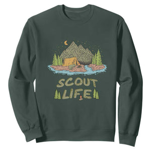Scout Camping Sweatshirt Scout Camping Life Hiking Camping Outdoors Troop Leader TS02 Dark Forest Green Print Your Wear