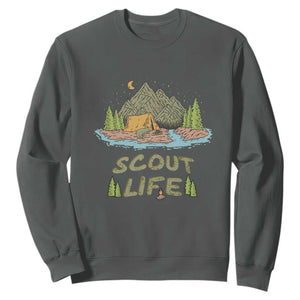Scout Camping Sweatshirt Scout Camping Life Hiking Camping Outdoors Troop Leader TS02 Dark Heather Print Your Wear