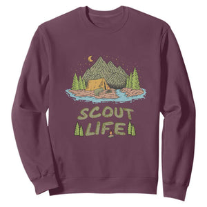 Scout Camping Sweatshirt Scout Camping Life Hiking Camping Outdoors Troop Leader TS02 Maroon Print Your Wear