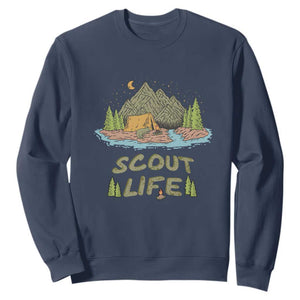 Scout Camping Sweatshirt Scout Camping Life Hiking Camping Outdoors Troop Leader TS02 Navy Print Your Wear