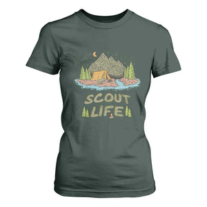 Scout Camping T Shirt For Women Scout Camping Life Hiking Camping Outdoors Troop Leader TS02 Dark Forest Green Print Your Wear