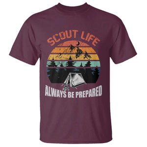 Scout Camping T Shirt Scout Camping Always Be Prepared Hiking Camping Outdoors Troop Leader TS02 Maroon Print Your Wear
