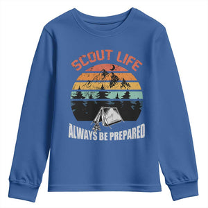 Scout Camping Youth Sweatshirt Scout Camping Always Be Prepared Hiking Camping Outdoors Troop Leader TS02 Royal Blue Print Your Wear