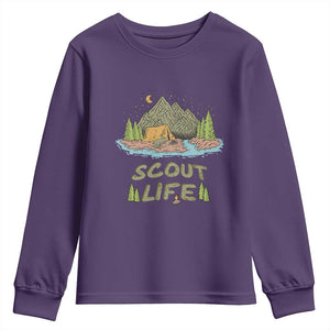 Scout Camping Youth Sweatshirt Scout Camping Life Hiking Camping Outdoors Troop Leader TS02 Purple Print Your Wear
