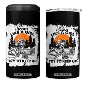 Scout Girl 4 in 1 Can Cooler Tumbler I Scout Like A Girl Try To Keep Up Hiking Camping Scouting Lovers TS02 One Size: 16 oz Black Print Your Wear