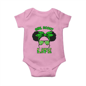 Scout Girl Cookie Dealer Baby Onesie Troop Leader Little Messy Bun TS02 Light Pink Print Your Wear