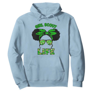 Scout Girl Cookie Dealer Hoodie Troop Leader Little Messy Bun TS02 Light Blue Print Your Wear