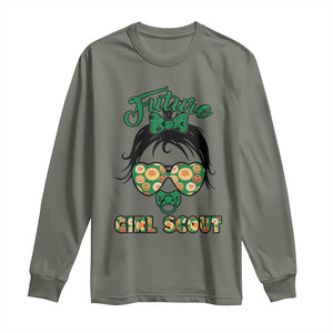 Scout Girl Cookie Dealer Long Sleeve Shirt Troop Leader Kidlife Little Bun TS02 Military Green Print Your Wear