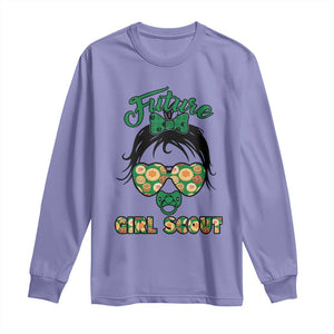 Scout Girl Cookie Dealer Long Sleeve Shirt Troop Leader Kidlife Little Bun TS02 Violet Print Your Wear