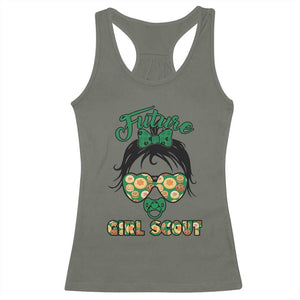 Scout Girl Cookie Dealer Racerback Tank Top Troop Leader Kidlife Little Bun TS02 Military Green Print Your Wear
