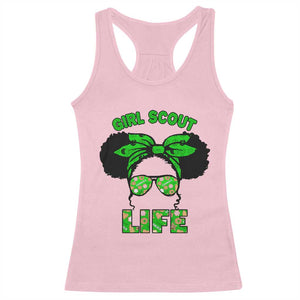 Scout Girl Cookie Dealer Racerback Tank Top Troop Leader Little Messy Bun TS02 Light Pink Print Your Wear