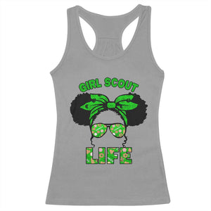 Scout Girl Cookie Dealer Racerback Tank Top Troop Leader Little Messy Bun TS02 Sport Gray Print Your Wear