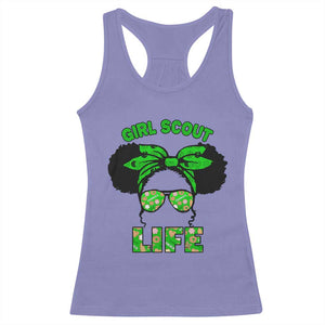 Scout Girl Cookie Dealer Racerback Tank Top Troop Leader Little Messy Bun TS02 Violet Print Your Wear