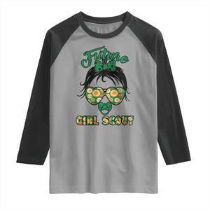 Scout Girl Cookie Dealer Raglan Shirt Troop Leader Kidlife Little Bun TS02 Sport Gray Black Print Your Wear