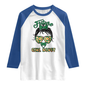 Scout Girl Cookie Dealer Raglan Shirt Troop Leader Kidlife Little Bun TS02 White Royal Print Your Wear