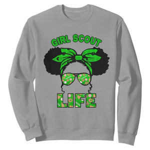 Scout Girl Cookie Dealer Sweatshirt Troop Leader Little Messy Bun TS02 Sport Gray Print Your Wear