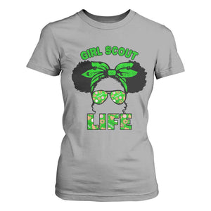 Scout Girl Cookie Dealer T Shirt For Women Troop Leader Little Messy Bun TS02 Sport Gray Print Your Wear
