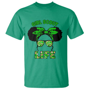 Scout Girl Cookie Dealer T Shirt Troop Leader Little Messy Bun TS02 Irish Green Print Your Wear