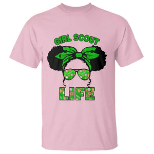 Scout Girl Cookie Dealer T Shirt Troop Leader Little Messy Bun TS02 Light Pink Print Your Wear