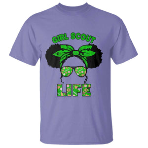 Scout Girl Cookie Dealer T Shirt Troop Leader Little Messy Bun TS02 Violet Print Your Wear