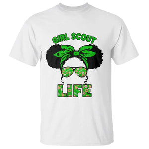 Scout Girl Cookie Dealer T Shirt Troop Leader Little Messy Bun TS02 White Print Your Wear