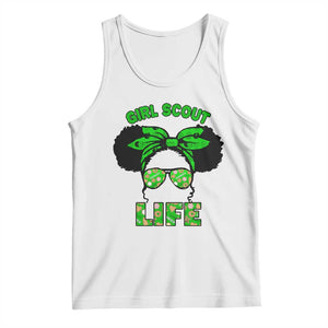 Scout Girl Cookie Dealer Tank Top Troop Leader Little Messy Bun TS02 White Print Your Wear