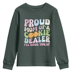 Scout Girl Mom Youth Sweatshirt Proud Mom Of A Cookie Dealer Troop Leader Family Matching TS02 Dark Forest Green Print Your Wear