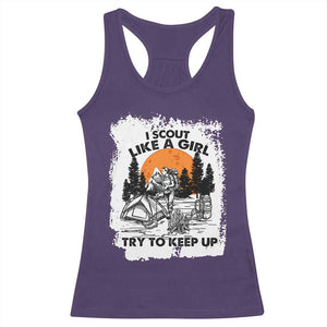 Scout Girl Racerback Tank Top I Scout Like A Girl Try To Keep Up Hiking Camping Scouting Lovers TS02 Purple Print Your Wear