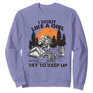 Scout Girl Sweatshirt I Scout Like A Girl Try To Keep Up Hiking Camping Scouting TS02 Violet Print Your Wear