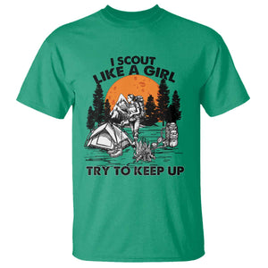 Scout Girl T Shirt I Scout Like A Girl Try To Keep Up Hiking Camping Scouting TS02 Irish Green Print Your Wear