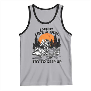 Scout Girl Tank Top I Scout Like A Girl Try To Keep Up Hiking Camping Scouting TS02 Athletic Heather Black Print Your Wear