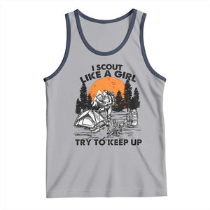 Scout Girl Tank Top I Scout Like A Girl Try To Keep Up Hiking Camping Scouting TS02 Athletic Heather Navy Print Your Wear