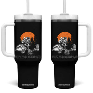 Scout Girl Tumbler With Handle I Scout Like A Girl Try To Keep Up Hiking Camping Scouting TS02 One Size: 40 oz Black Print Your Wear