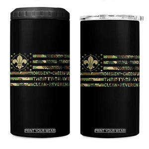 Scout Law Values 4 in 1 Can Cooler Tumbler American Camo Flag Retro Vintage TS02 One Size: 16 oz Black Print Your Wear