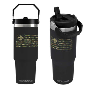 Scout Law Values Flip Straw Tumbler American Camo Flag Retro Vintage TS02 One Size: 30 oz Black Print Your Wear