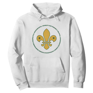 Scout Law Values Hoodie Scouting Troop Leader Fleur-de-Lis TS02 White Print Your Wear